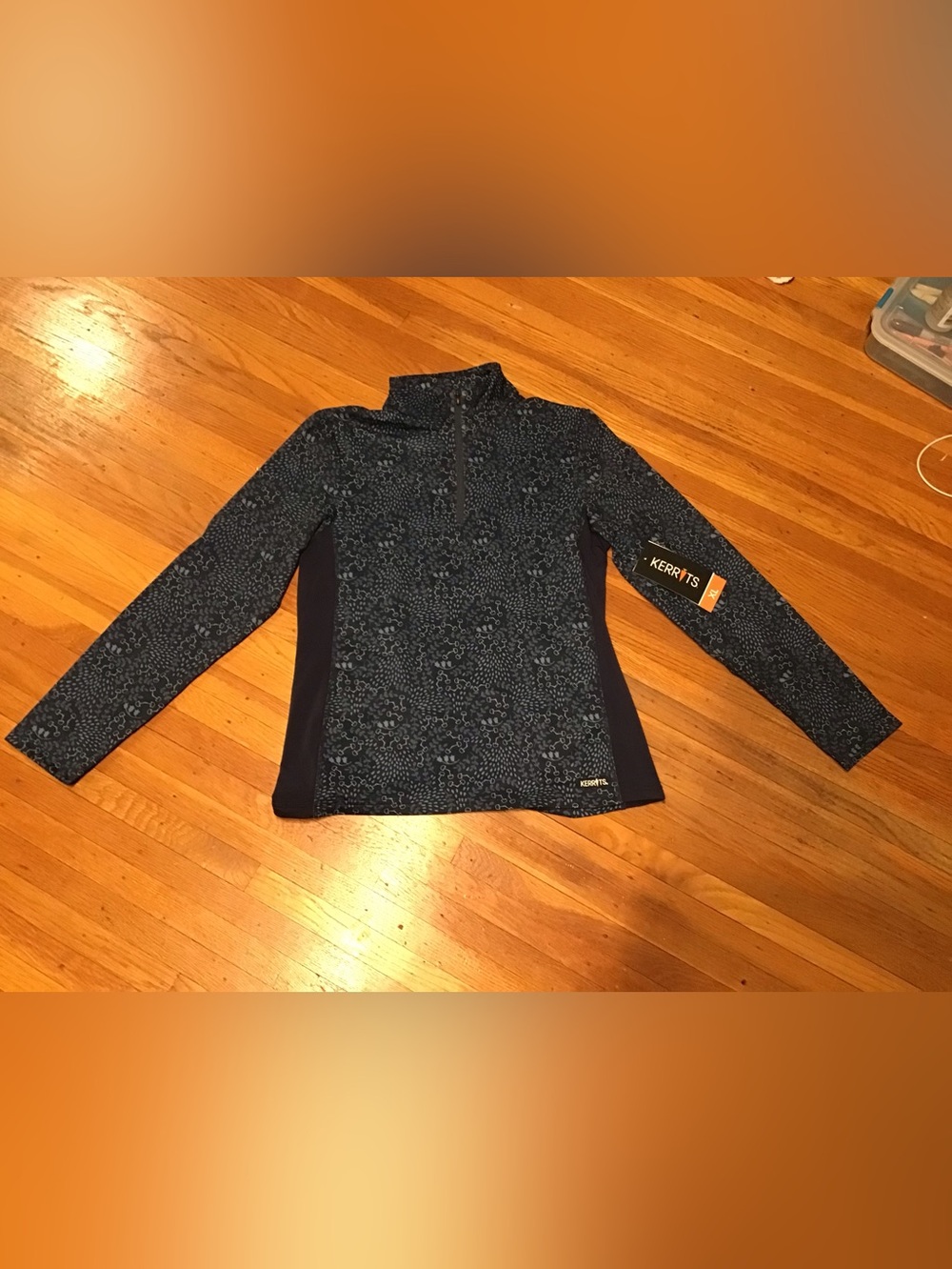 Kerrits Kids XL Long Sleeve Quarter Zip Riding Top Shirt, Blue Print